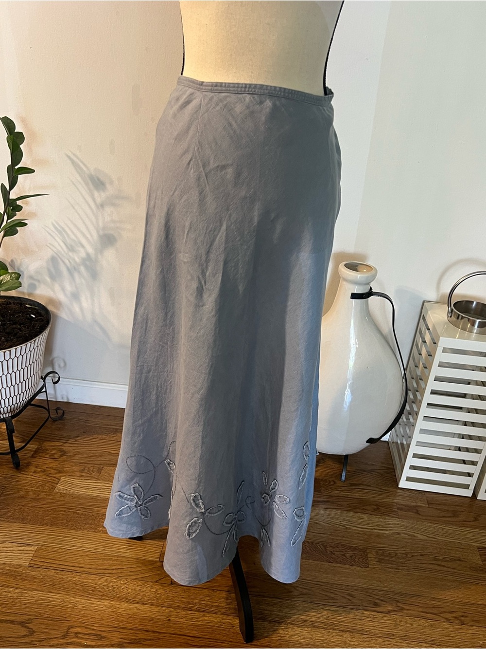 J. Jill Sky Blue Linen-Blend Embroidered Maxi Skirt - Picture 16 of 16